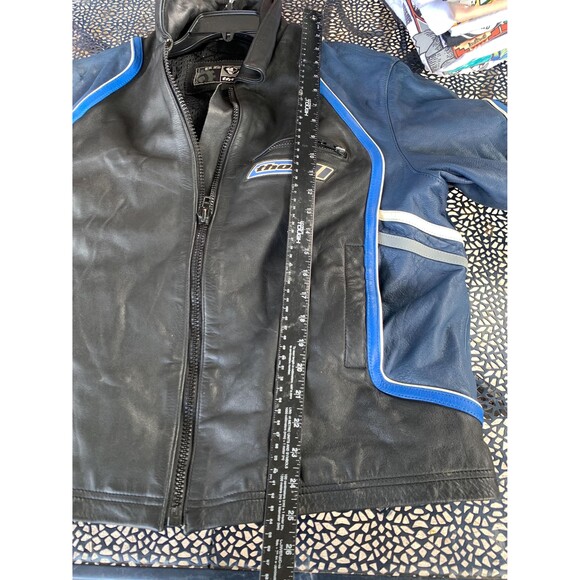 Vintage Black and Blue Leather Motorcycle Racing Jacket - Size L - Picture 7 of 10